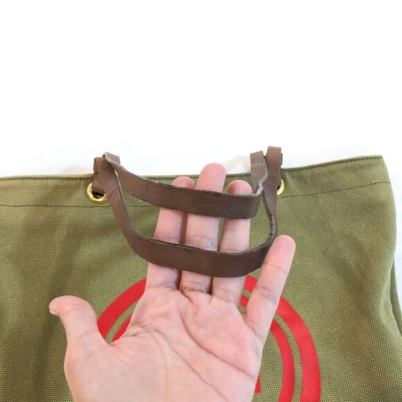 Tory Burch Green Canvas Logo Tote Bag - Picture 6 of 10